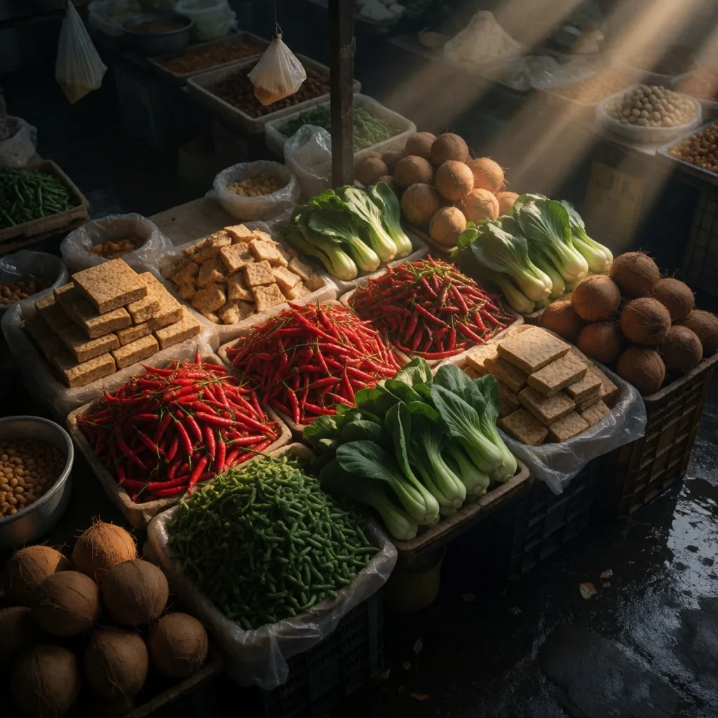 Jakarta market produce stall